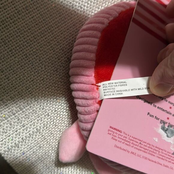WAG N’ WOOF Valentine’s Day Plush XOXO Heart with a spike ball Squeaky Dog Toy - Picture 7 of 10